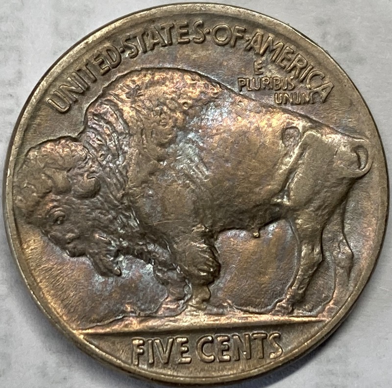 1923-Buffalo-Nickel-W/-Blue/Gold-Toning